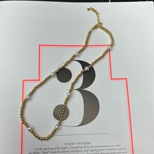 Lia Stainless Steel Pearl-Accented Gold Beaded Chain Necklace